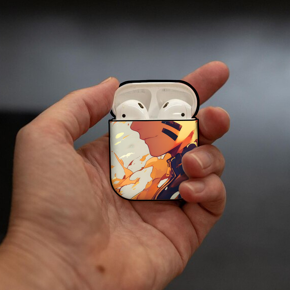 NARUTO -ナルト- NARUTO -ナルト- 疾風伝 AirPods 第2世代保護ケース ハードシェル ブラック 耐衝撃・防指紋・カラビナ付き