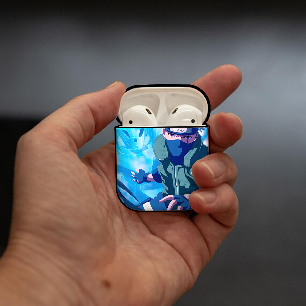 NARUTO -ナルト- NARUTO -ナルト- 疾風伝 AirPods 第2世代保護ケース ハードシェル ブラック 耐衝撃・防指紋・カラビナ付き