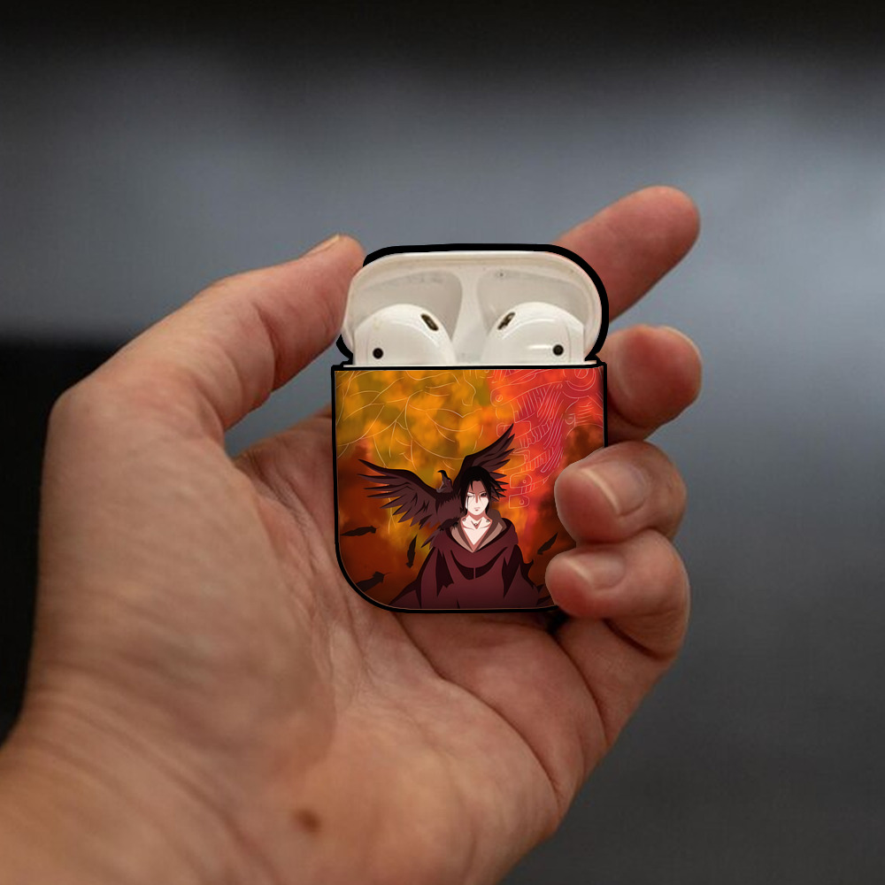 NARUTO -ナルト- NARUTO -ナルト- 疾風伝 AirPods 第2世代保護ケース ハードシェル ブラック 耐衝撃・防指紋・カラビナ付き