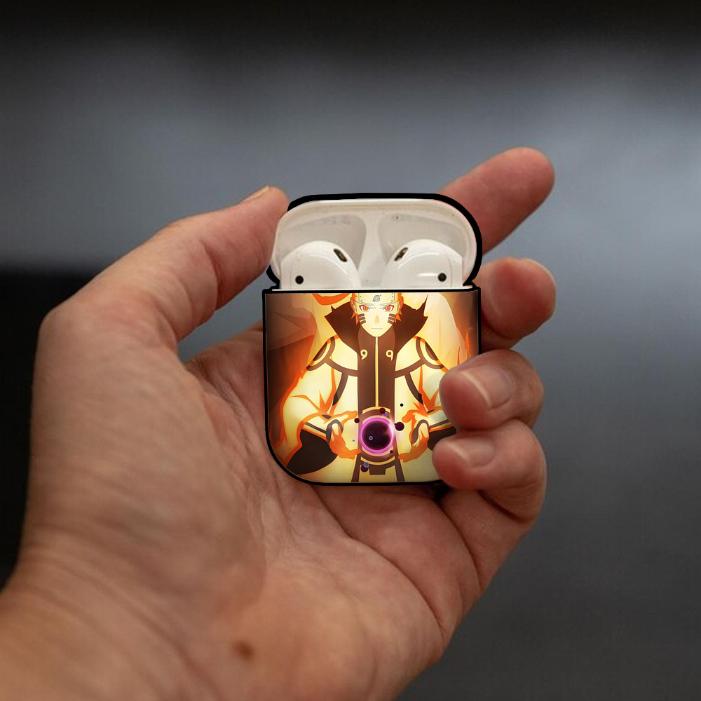 NARUTO -ナルト- NARUTO -ナルト- 疾風伝 AirPods 第2世代保護ケース ハードシェル ブラック 耐衝撃・防指紋・カラビナ付き