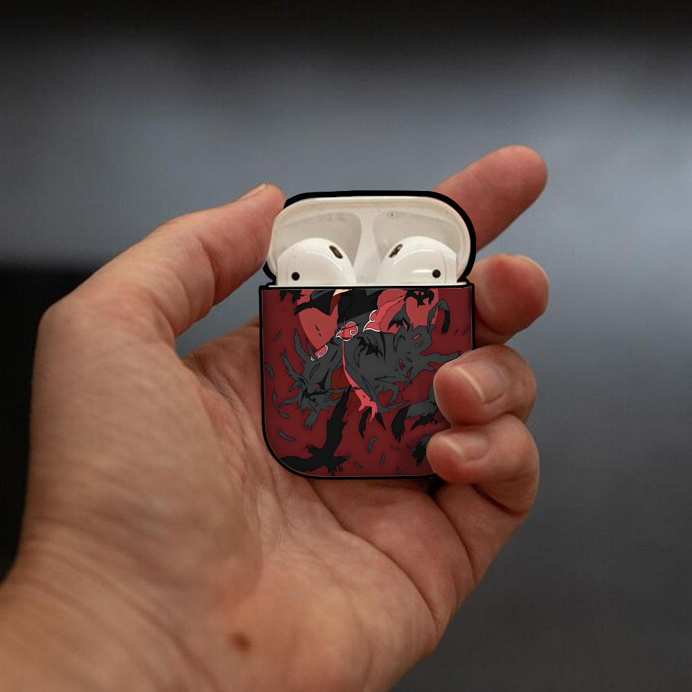 NARUTO -ナルト- NARUTO -ナルト- 疾風伝 AirPods 第2世代保護ケース ハードシェル ブラック 耐衝撃・防指紋・カラビナ付き