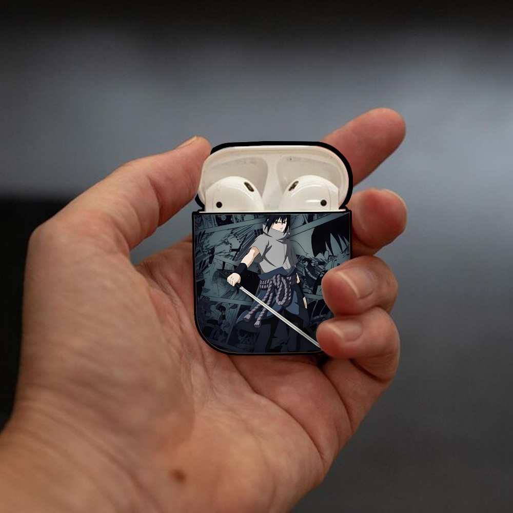 NARUTO -ナルト- NARUTO -ナルト- 疾風伝 AirPods 第2世代保護ケース ハードシェル ブラック 耐衝撃・防指紋・カラビナ付き