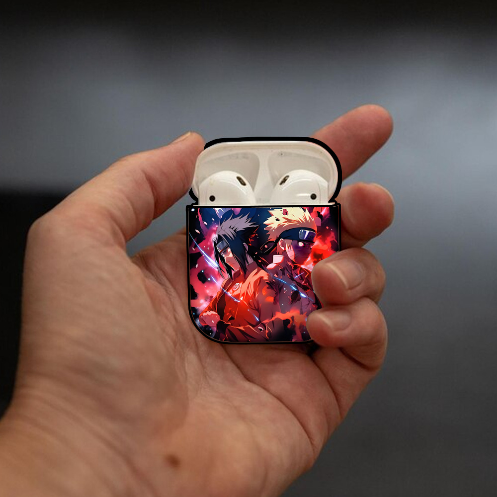 NARUTO -ナルト- NARUTO -ナルト- 疾風伝 AirPods 第2世代保護ケース ハードシェル ブラック 耐衝撃・防指紋・カラビナ付き