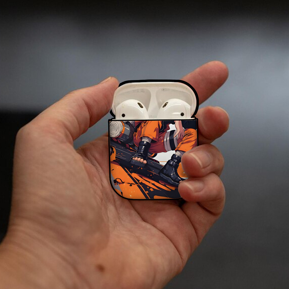NARUTO -ナルト- NARUTO -ナルト- 疾風伝 AirPods 第2世代保護ケース ハードシェル ブラック 耐衝撃・防指紋・カラビナ付き