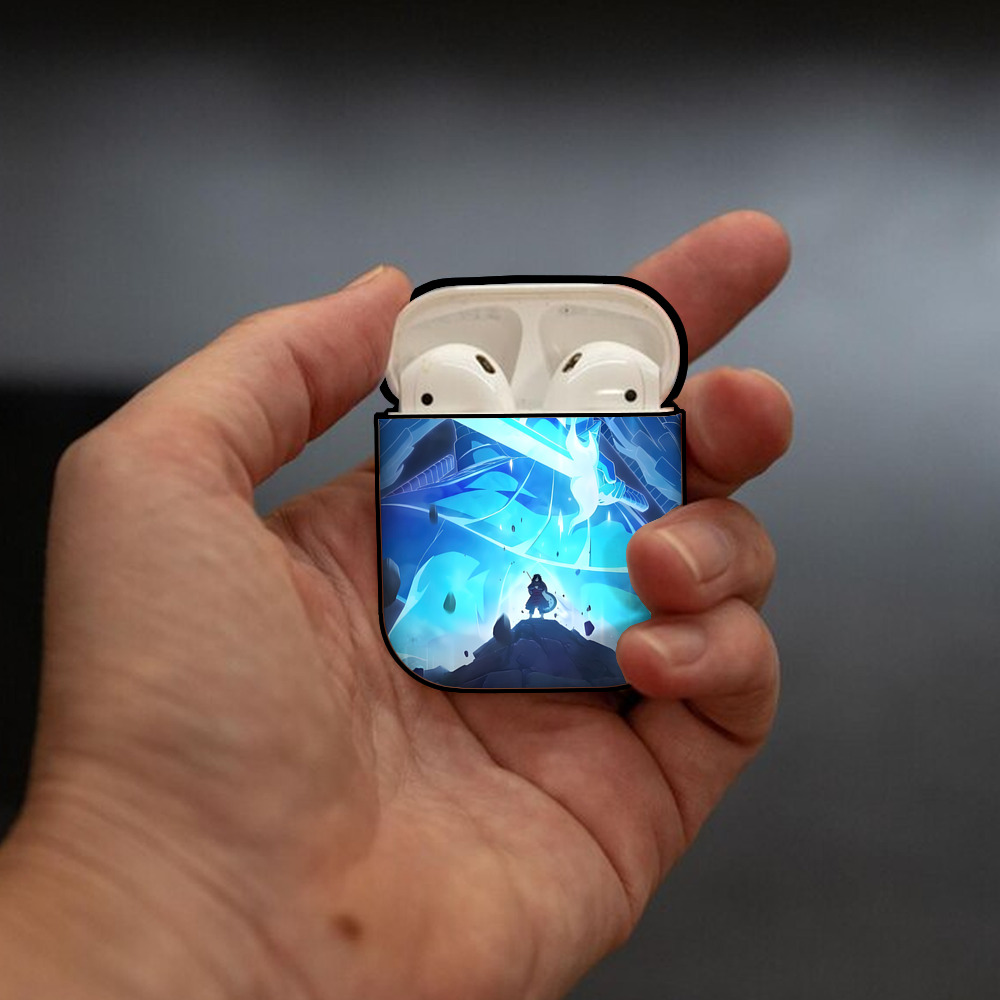 NARUTO -ナルト- NARUTO -ナルト- 疾風伝 AirPods 第2世代保護ケース ハードシェル ブラック 耐衝撃・防指紋・カラビナ付き