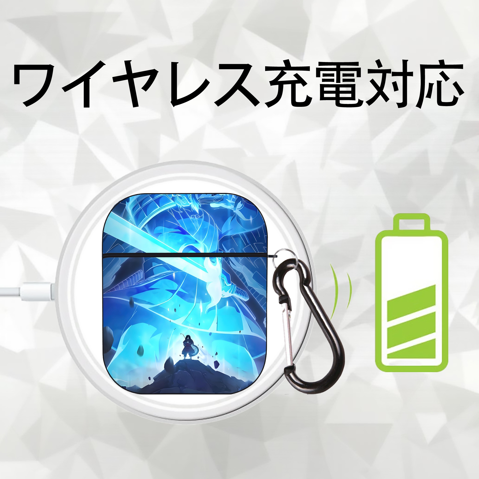 NARUTO -ナルト- NARUTO -ナルト- 疾風伝 AirPods 第2世代保護ケース ハードシェル ブラック 耐衝撃・防指紋・カラビナ付き