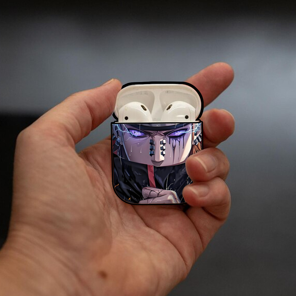 NARUTO -ナルト- NARUTO -ナルト- 疾風伝 AirPods 第2世代保護ケース ハードシェル ブラック 耐衝撃・防指紋・カラビナ付き
