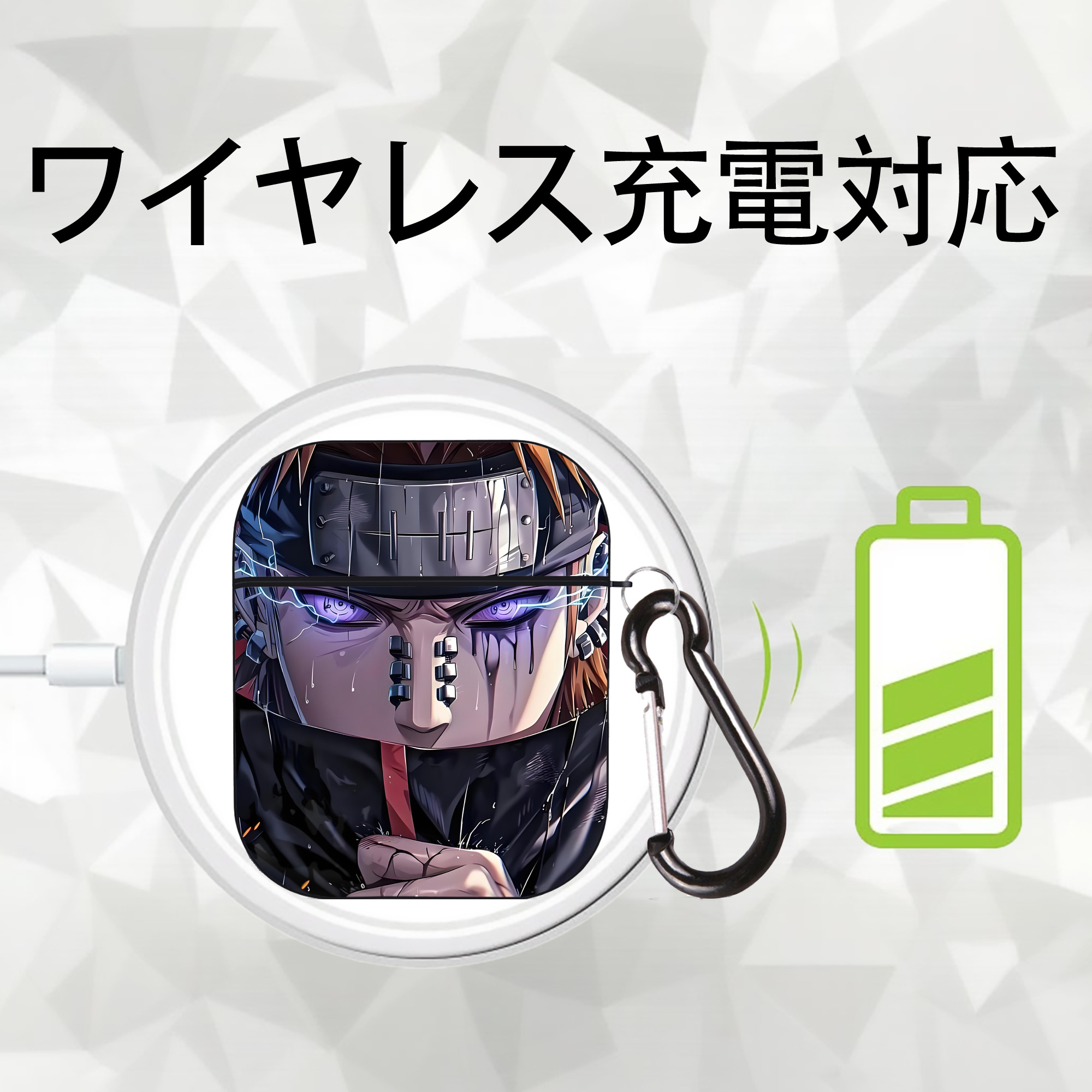 NARUTO -ナルト- NARUTO -ナルト- 疾風伝 AirPods 第2世代保護ケース ハードシェル ブラック 耐衝撃・防指紋・カラビナ付き