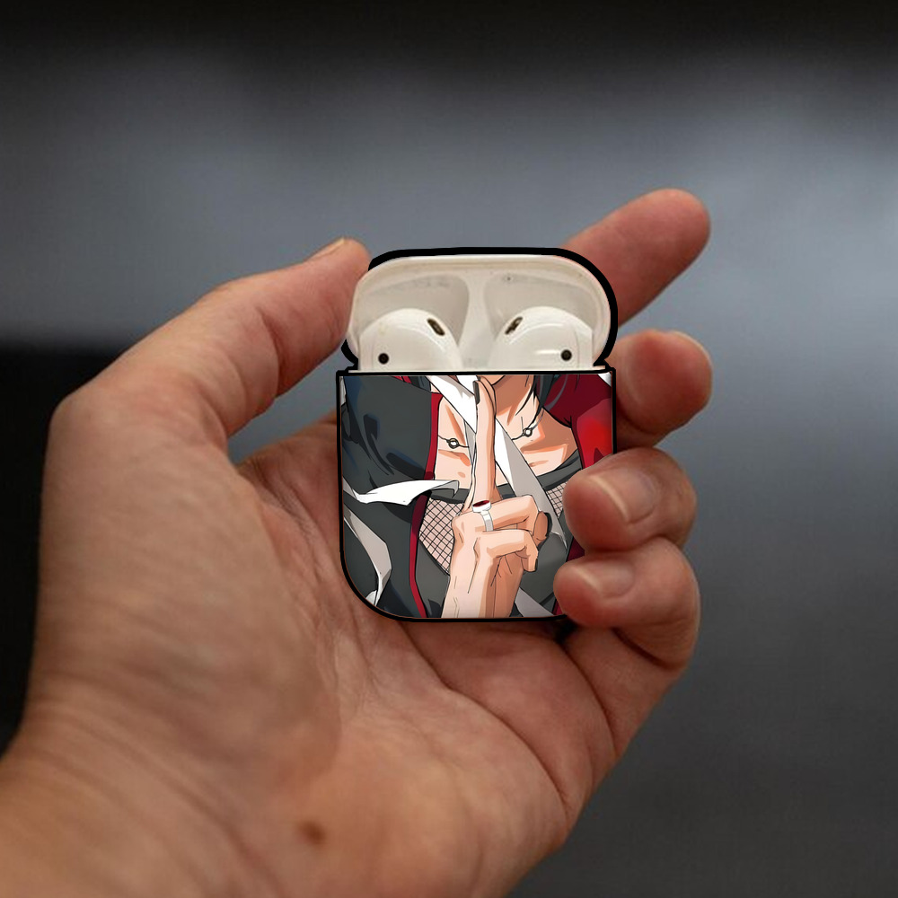 NARUTO -ナルト- NARUTO -ナルト- 疾風伝 AirPods 第2世代保護ケース ハードシェル ブラック 耐衝撃・防指紋・カラビナ付き