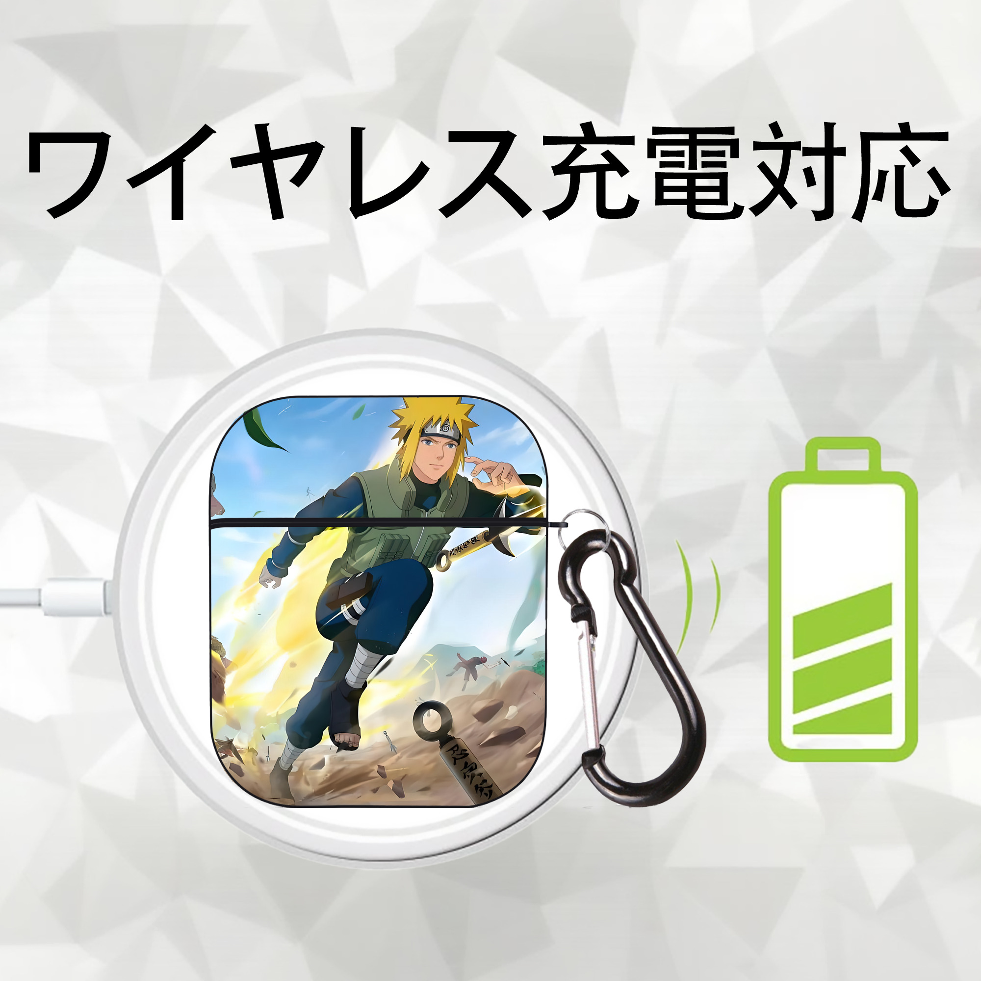 NARUTO -ナルト- NARUTO -ナルト- 疾風伝 AirPods 第2世代保護ケース ハードシェル ブラック 耐衝撃・防指紋・カラビナ付き