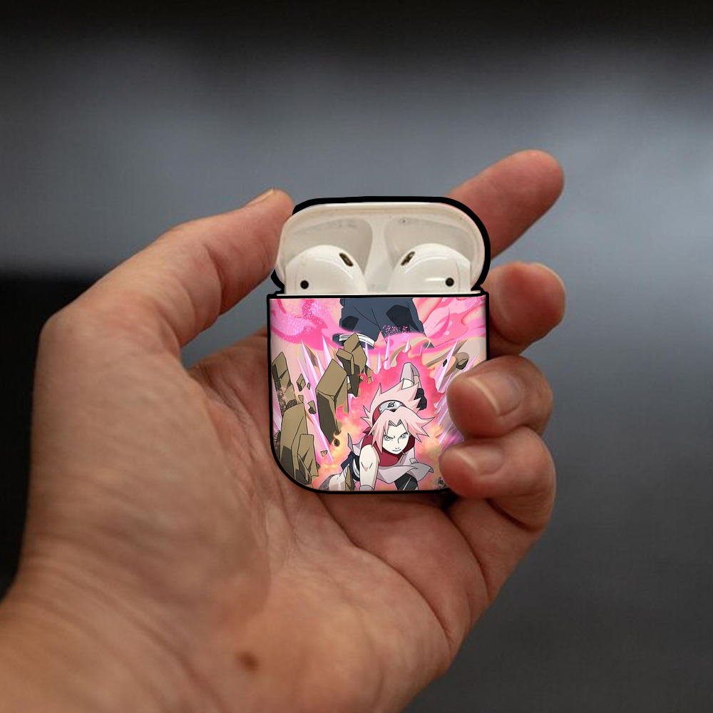 NARUTO -ナルト- NARUTO -ナルト- 疾風伝 AirPods 第2世代保護ケース ハードシェル ブラック 耐衝撃・防指紋・カラビナ付き