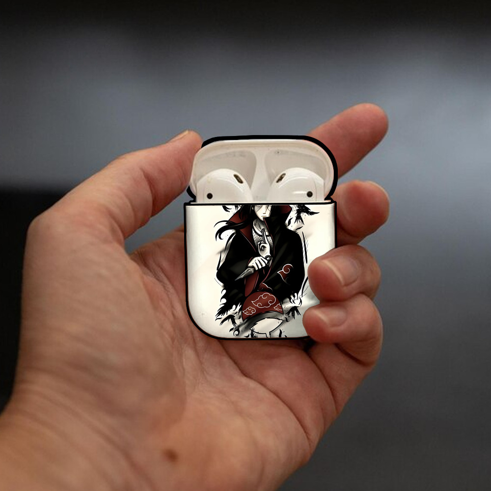 NARUTO -ナルト- NARUTO -ナルト- 疾風伝 AirPods 第2世代保護ケース ハードシェル ブラック 耐衝撃・防指紋・カラビナ付き