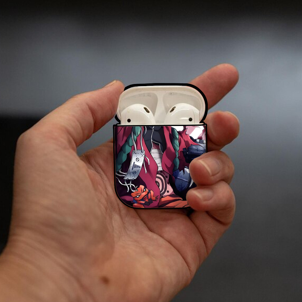 NARUTO -ナルト- NARUTO -ナルト- 疾風伝 AirPods 第2世代保護ケース ハードシェル ブラック 耐衝撃・防指紋・カラビナ付き