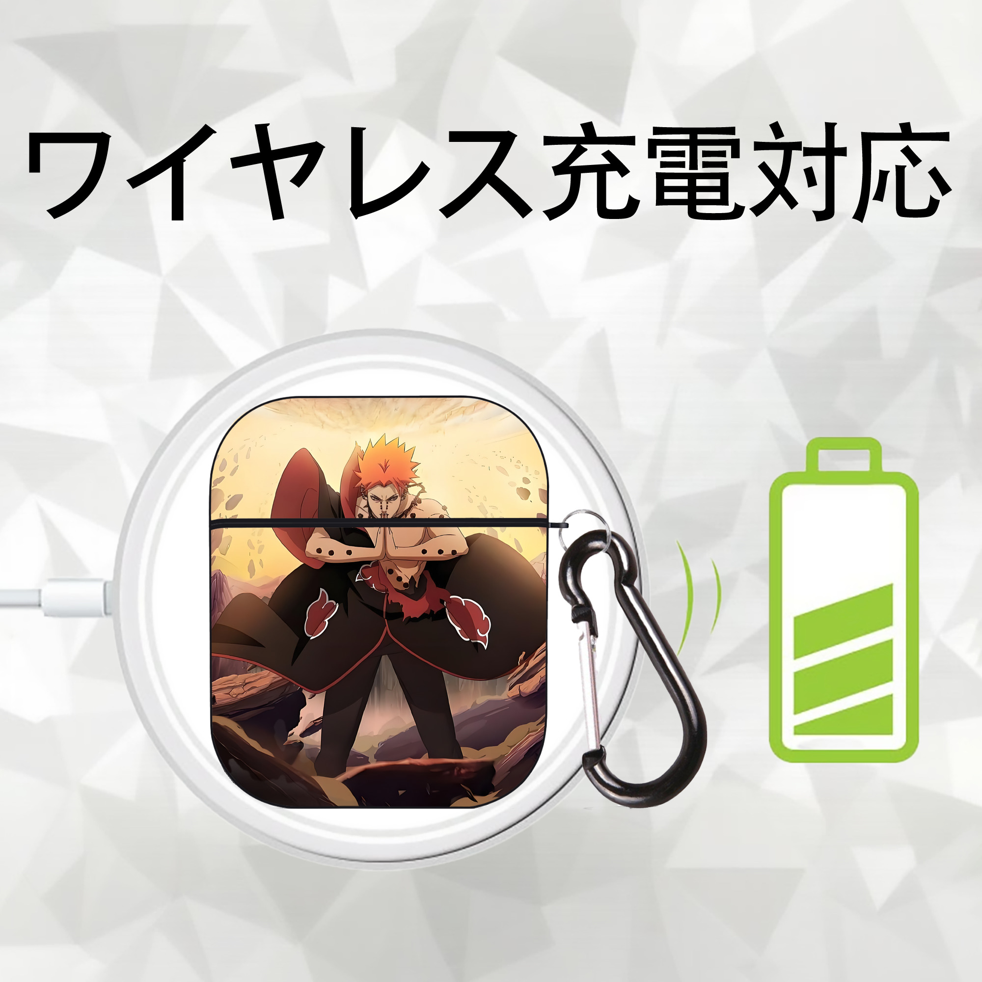 NARUTO -ナルト- NARUTO -ナルト- 疾風伝 AirPods 第2世代保護ケース ハードシェル ブラック 耐衝撃・防指紋・カラビナ付き