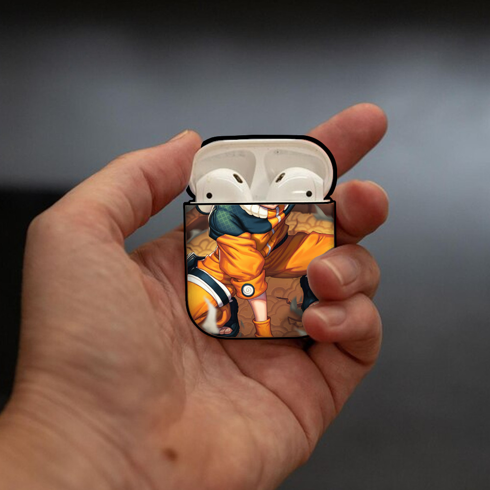 NARUTO -ナルト- NARUTO -ナルト- 疾風伝 AirPods 第2世代保護ケース ハードシェル ブラック 耐衝撃・防指紋・カラビナ付き