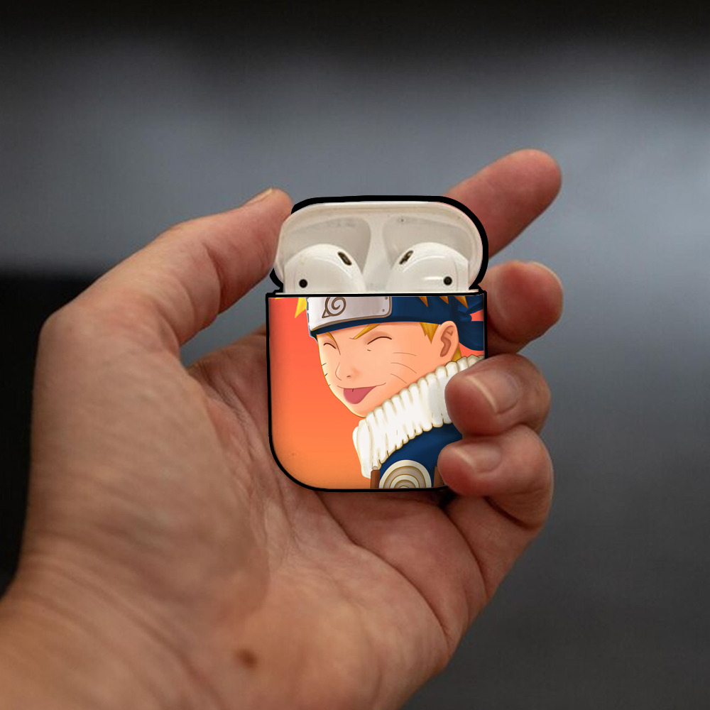 NARUTO -ナルト- NARUTO -ナルト- 疾風伝 AirPods 第2世代保護ケース ハードシェル ブラック 耐衝撃・防指紋・カラビナ付き
