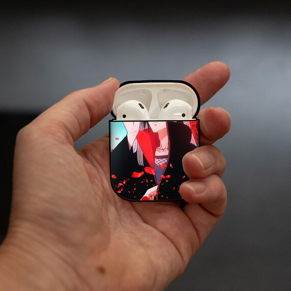 NARUTO -ナルト- NARUTO -ナルト- 疾風伝 AirPods 第2世代保護ケース ハードシェル ブラック 耐衝撃・防指紋・カラビナ付き
