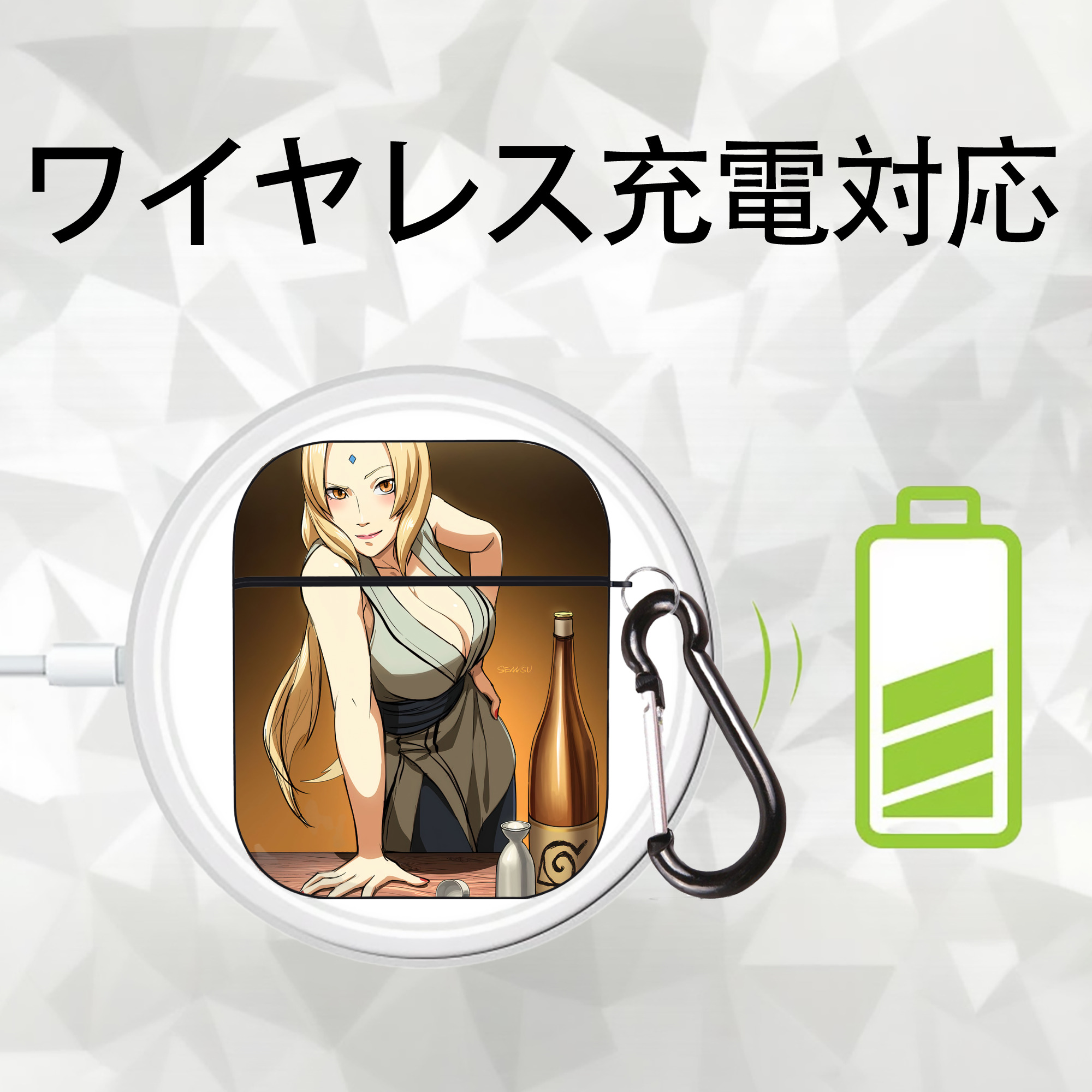 NARUTO -ナルト- NARUTO -ナルト- 疾風伝 AirPods 第2世代保護ケース ハードシェル ブラック 耐衝撃・防指紋・カラビナ付き