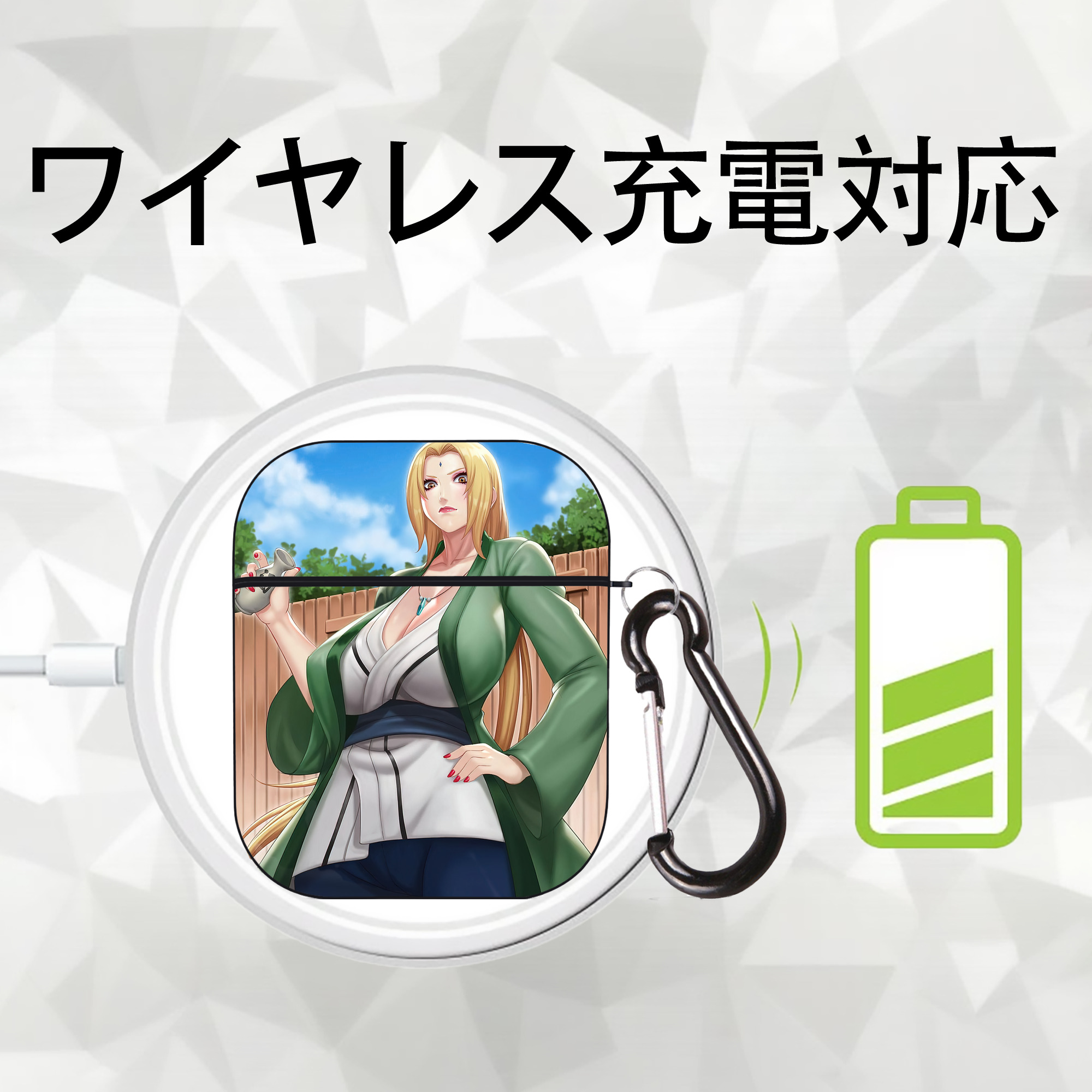 NARUTO -ナルト- NARUTO -ナルト- 疾風伝 AirPods 第2世代保護ケース ハードシェル ブラック 耐衝撃・防指紋・カラビナ付き