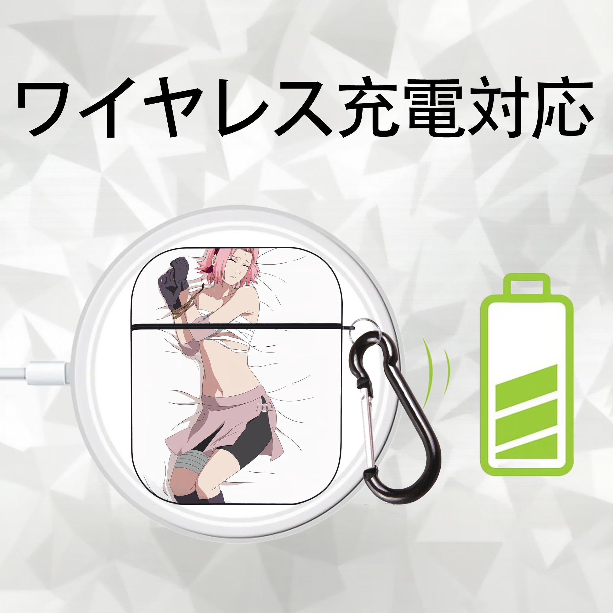 NARUTO -ナルト- NARUTO -ナルト- 疾風伝 AirPods 第2世代保護ケース ハードシェル ブラック 耐衝撃・防指紋・カラビナ付き