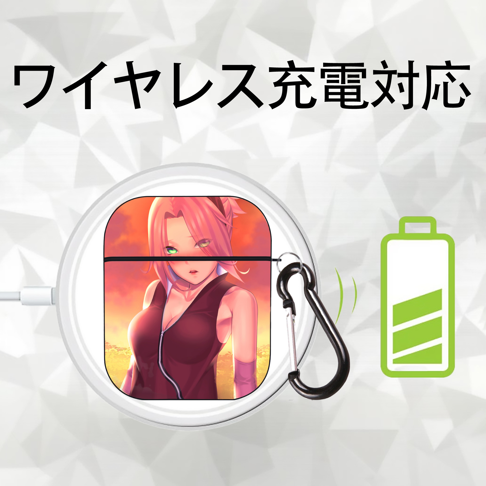 NARUTO -ナルト- NARUTO -ナルト- 疾風伝 AirPods 第2世代保護ケース ハードシェル ブラック 耐衝撃・防指紋・カラビナ付き