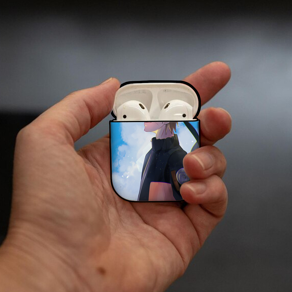 NARUTO -ナルト- NARUTO -ナルト- 疾風伝 AirPods 第2世代保護ケース ハードシェル ブラック 耐衝撃・防指紋・カラビナ付き