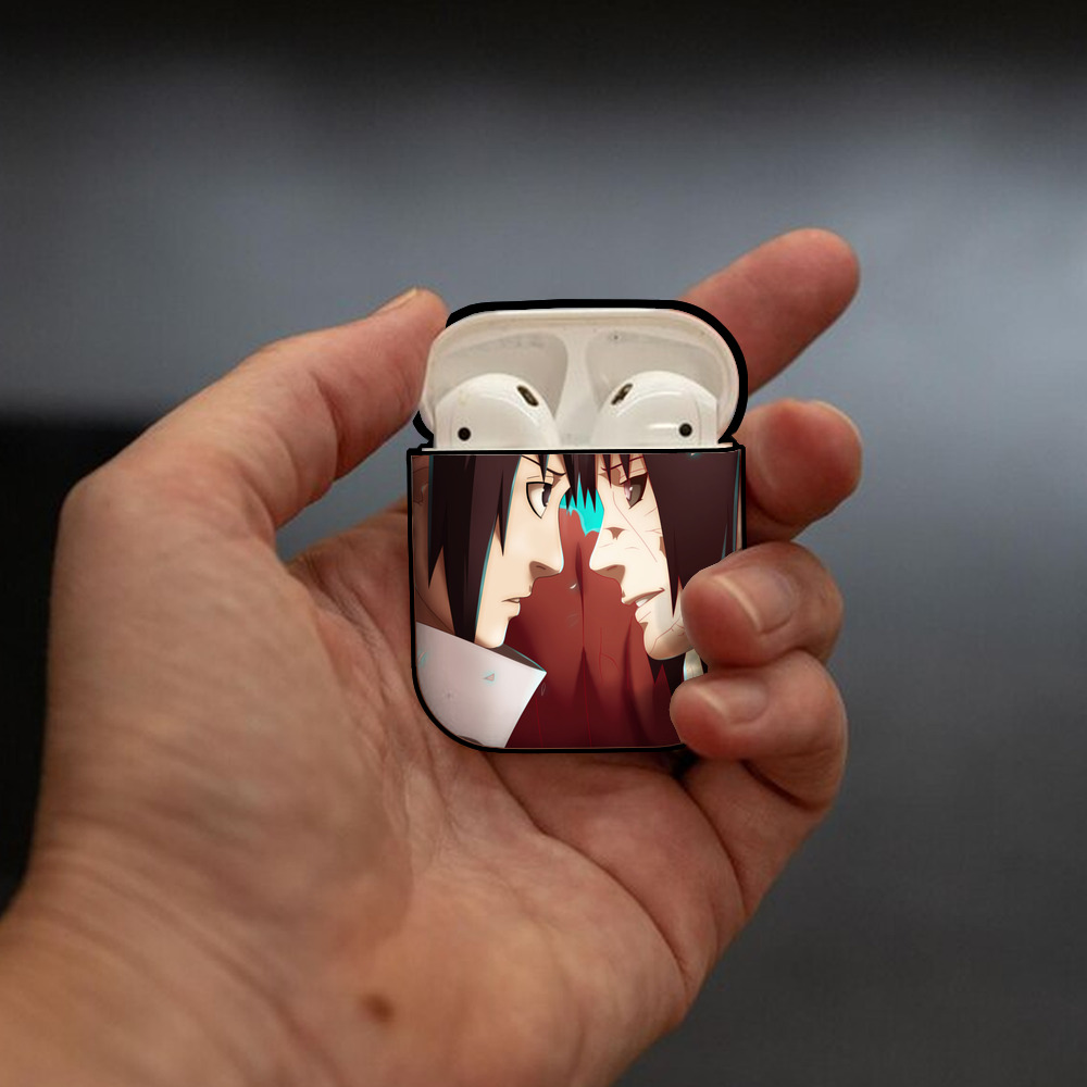 NARUTO -ナルト- NARUTO -ナルト- 疾風伝 AirPods 第2世代保護ケース ハードシェル ブラック 耐衝撃・防指紋・カラビナ付き
