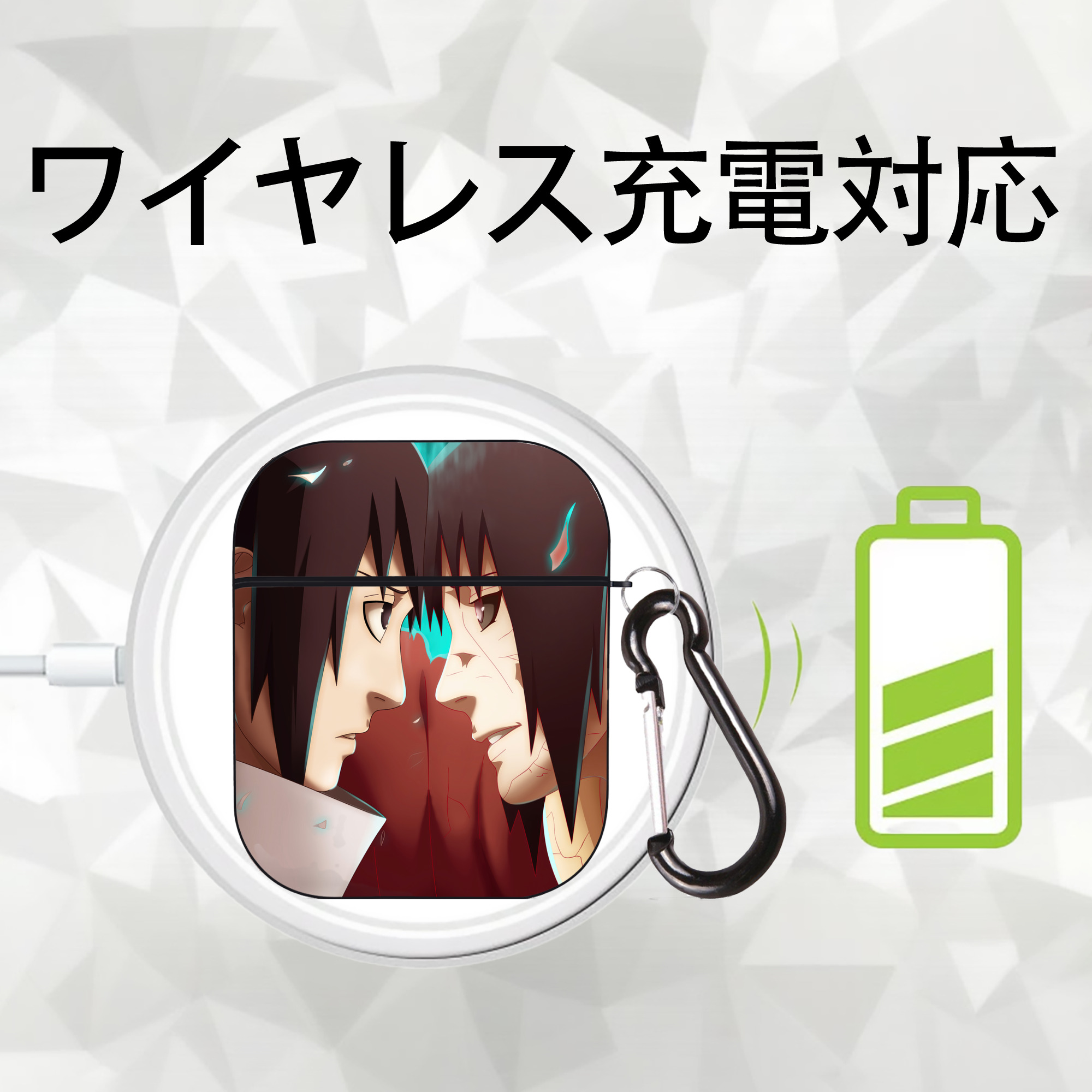 NARUTO -ナルト- NARUTO -ナルト- 疾風伝 AirPods 第2世代保護ケース ハードシェル ブラック 耐衝撃・防指紋・カラビナ付き