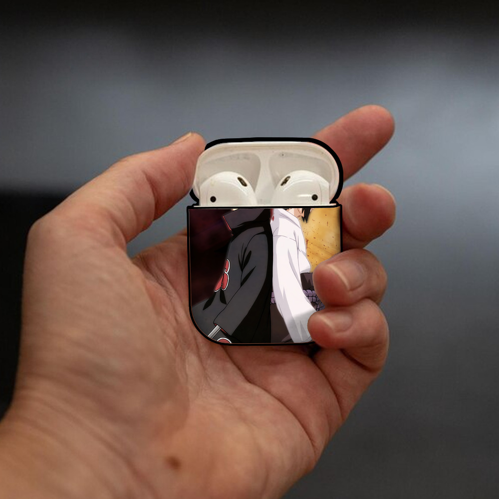 NARUTO -ナルト- NARUTO -ナルト- 疾風伝 AirPods 第2世代保護ケース ハードシェル ブラック 耐衝撃・防指紋・カラビナ付き
