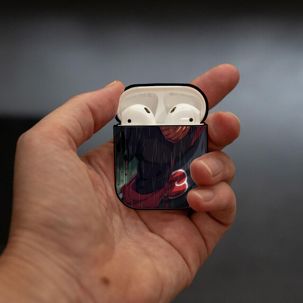 NARUTO -ナルト- NARUTO -ナルト- 疾風伝 AirPods 第2世代保護ケース ハードシェル ブラック 耐衝撃・防指紋・カラビナ付き