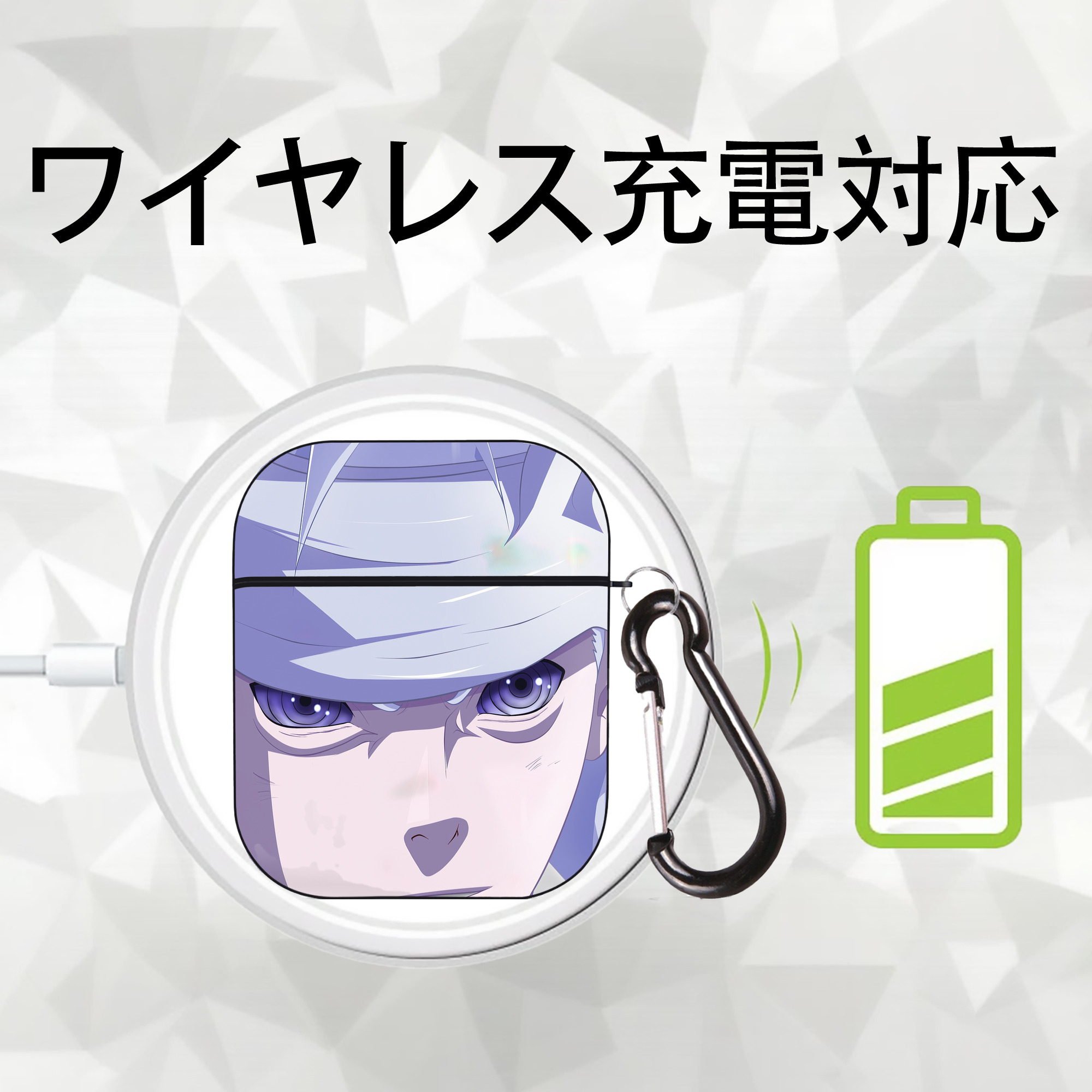 NARUTO -ナルト- NARUTO -ナルト- 疾風伝 AirPods 第2世代保護ケース ハードシェル ブラック 耐衝撃・防指紋・カラビナ付き