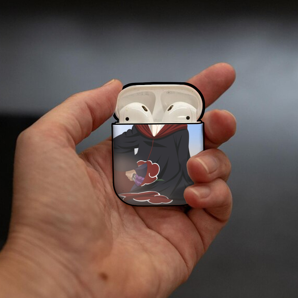 NARUTO -ナルト- NARUTO -ナルト- 疾風伝 AirPods 第2世代保護ケース ハードシェル ブラック 耐衝撃・防指紋・カラビナ付き