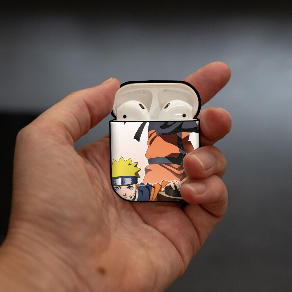 NARUTO -ナルト- NARUTO -ナルト- 疾風伝 AirPods 第2世代保護ケース ハードシェル ブラック 耐衝撃・防指紋・カラビナ付き