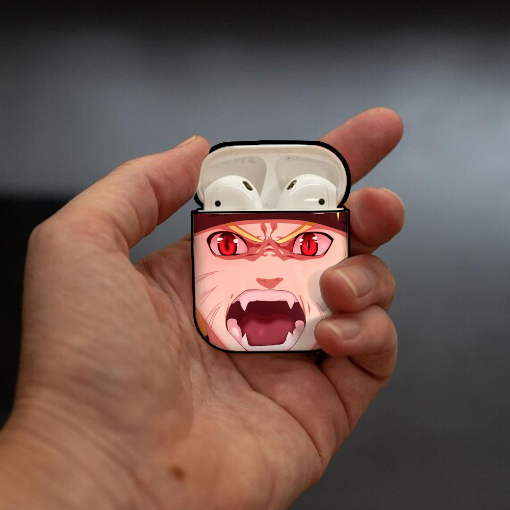 NARUTO -ナルト- NARUTO -ナルト- 疾風伝 AirPods 第2世代保護ケース ハードシェル ブラック 耐衝撃・防指紋・カラビナ付き