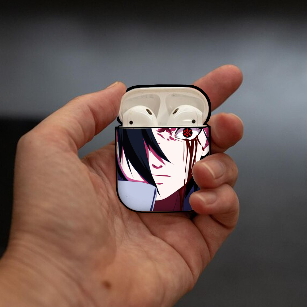 NARUTO -ナルト- NARUTO -ナルト- 疾風伝 AirPods 第2世代保護ケース ハードシェル ブラック 耐衝撃・防指紋・カラビナ付き