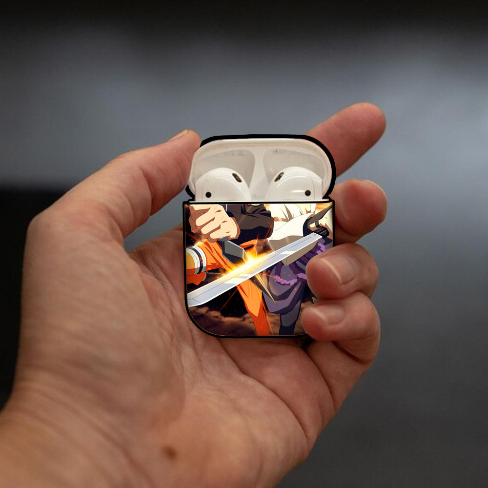 NARUTO -ナルト- NARUTO -ナルト- 疾風伝 AirPods 第2世代保護ケース ハードシェル ブラック 耐衝撃・防指紋・カラビナ付き