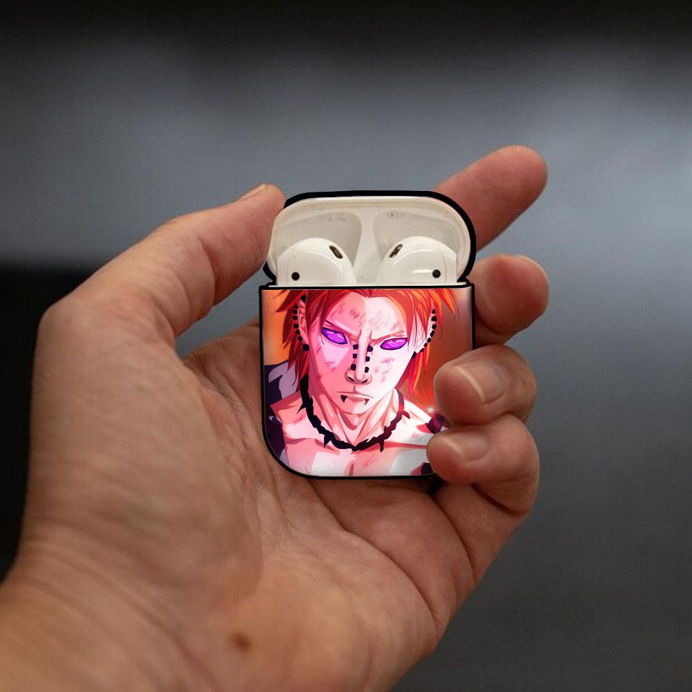 NARUTO -ナルト- NARUTO -ナルト- 疾風伝 AirPods 第2世代保護ケース ハードシェル ブラック 耐衝撃・防指紋・カラビナ付き