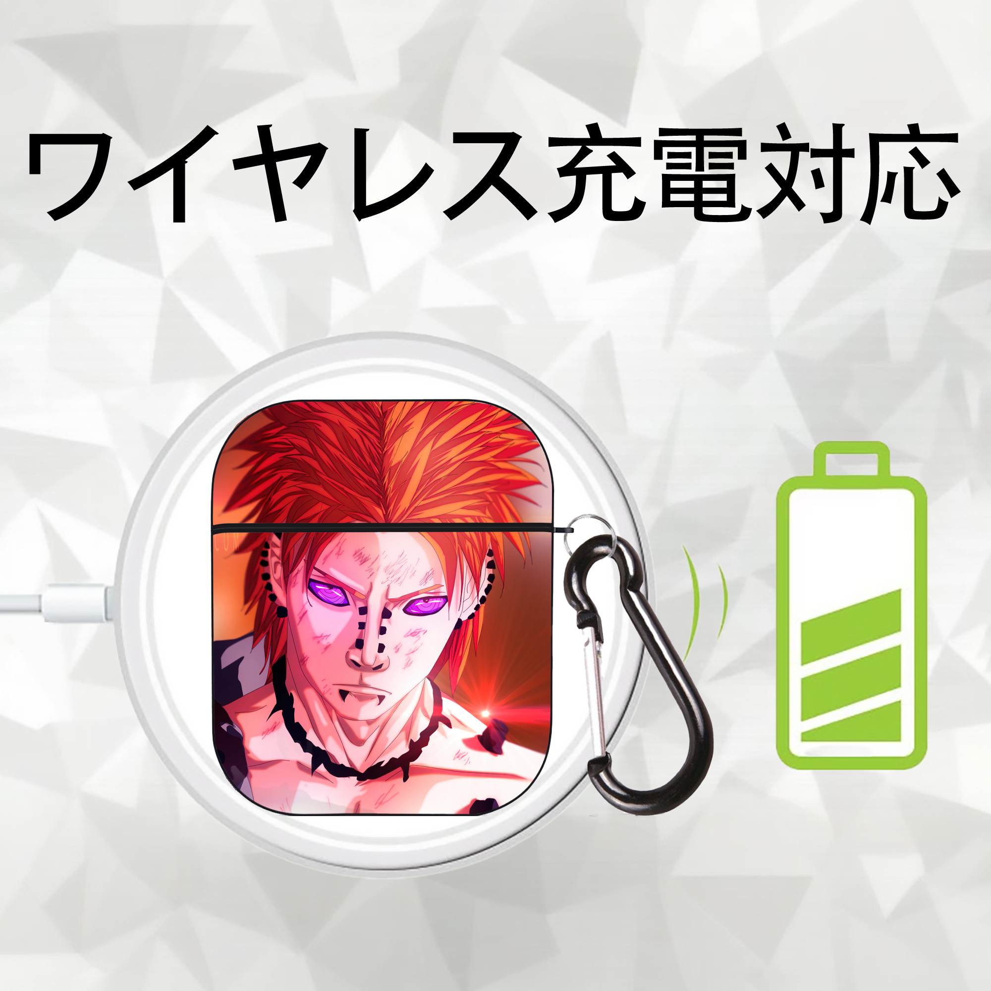 NARUTO -ナルト- NARUTO -ナルト- 疾風伝 AirPods 第2世代保護ケース ハードシェル ブラック 耐衝撃・防指紋・カラビナ付き