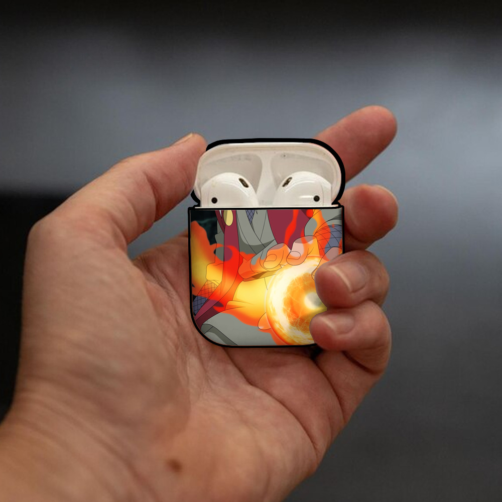 NARUTO -ナルト- NARUTO -ナルト- 疾風伝 AirPods 第2世代保護ケース ハードシェル ブラック 耐衝撃・防指紋・カラビナ付き