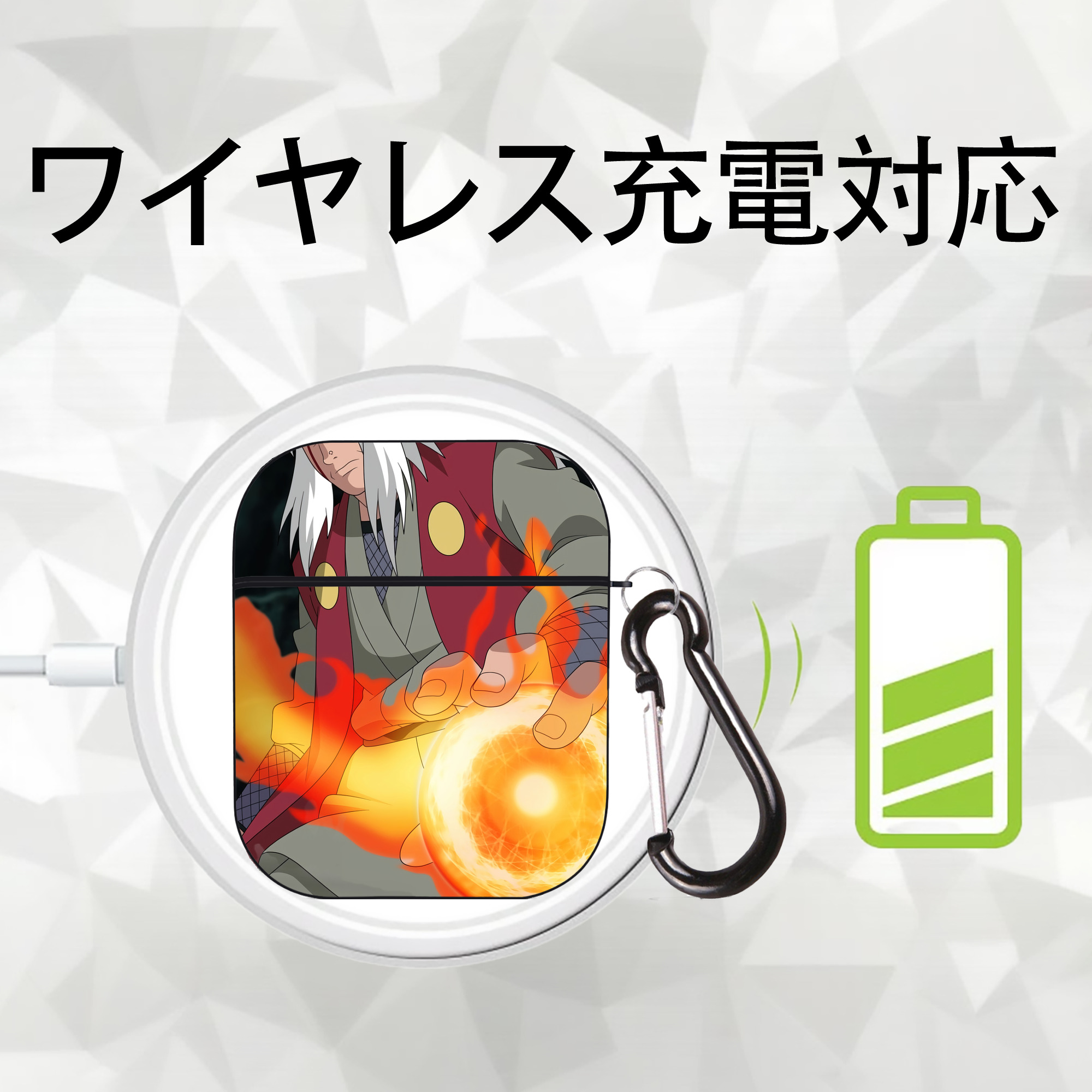 NARUTO -ナルト- NARUTO -ナルト- 疾風伝 AirPods 第2世代保護ケース ハードシェル ブラック 耐衝撃・防指紋・カラビナ付き
