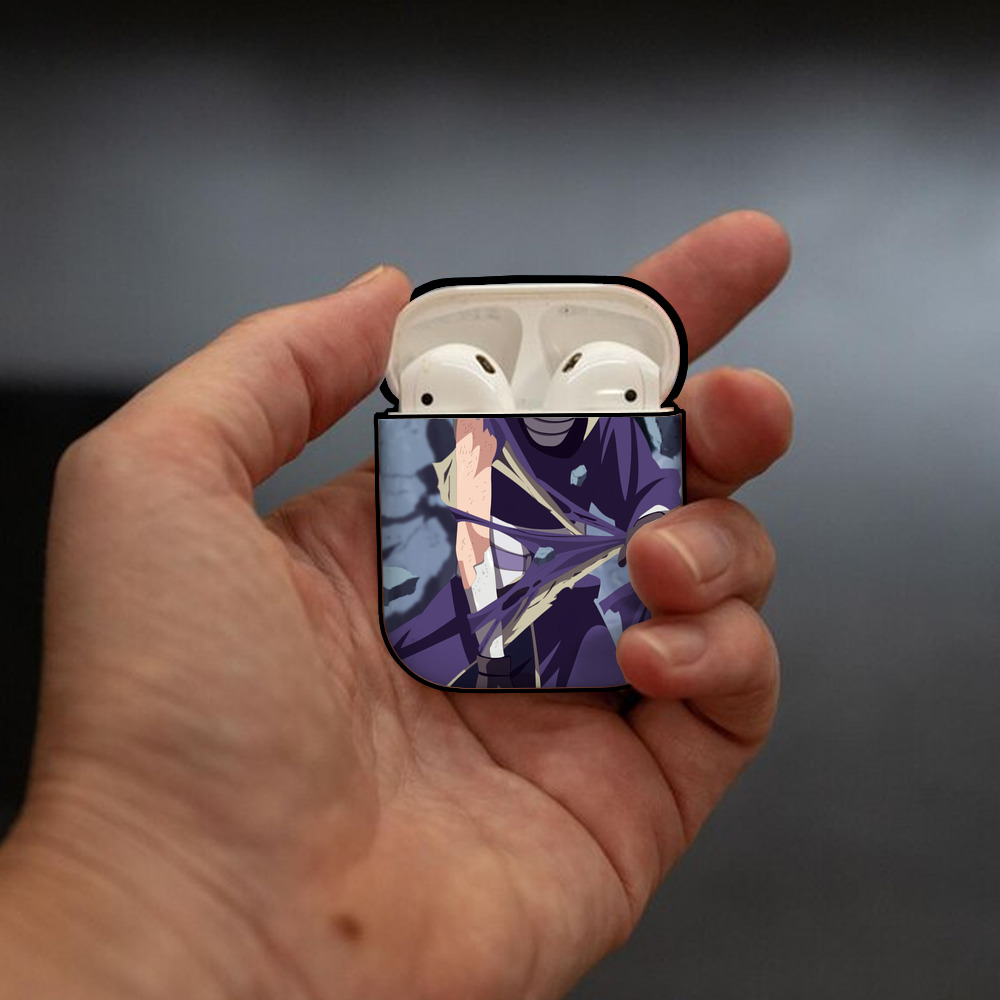 NARUTO -ナルト- NARUTO -ナルト- 疾風伝 AirPods 第2世代保護ケース ハードシェル ブラック 耐衝撃・防指紋・カラビナ付き