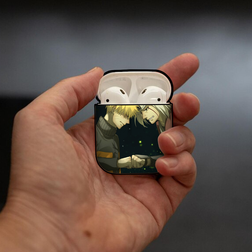 NARUTO -ナルト- NARUTO -ナルト- 疾風伝 AirPods 第2世代保護ケース ハードシェル ブラック 耐衝撃・防指紋・カラビナ付き