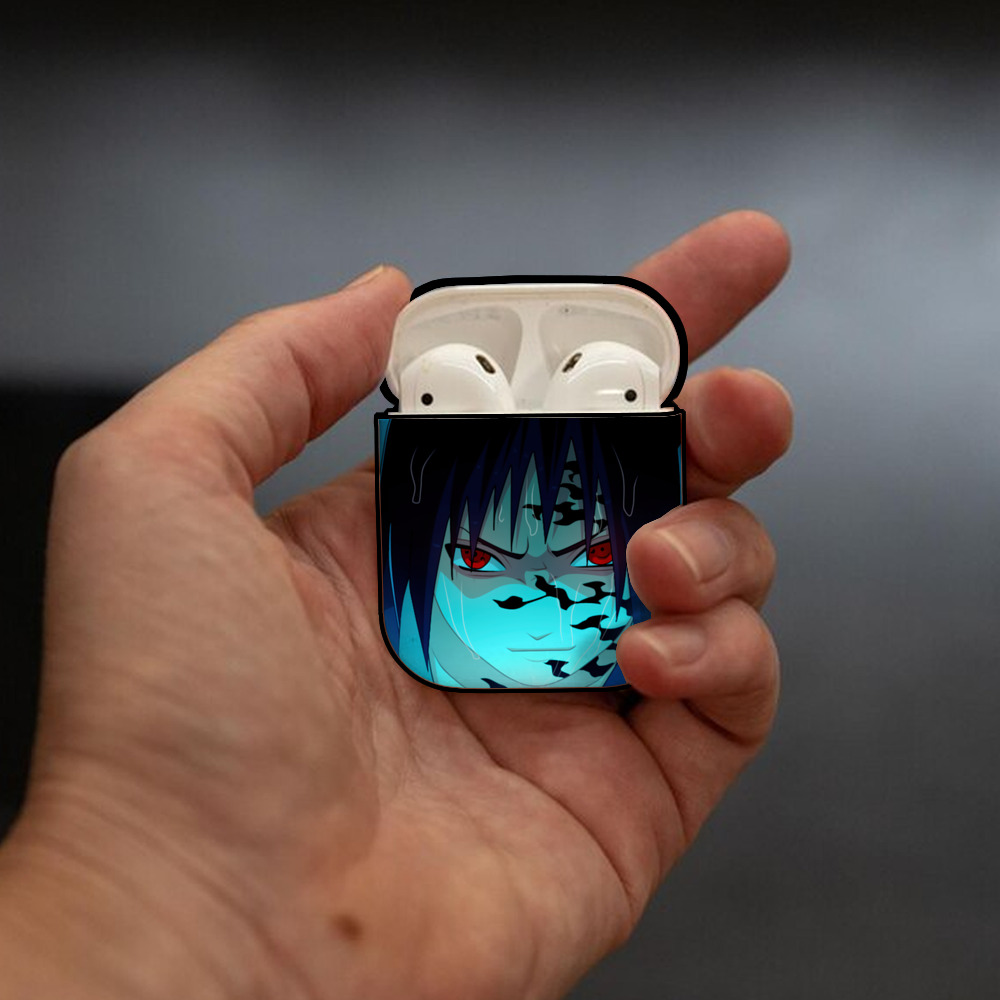 NARUTO -ナルト- NARUTO -ナルト- 疾風伝 AirPods 第2世代保護ケース ハードシェル ブラック 耐衝撃・防指紋・カラビナ付き