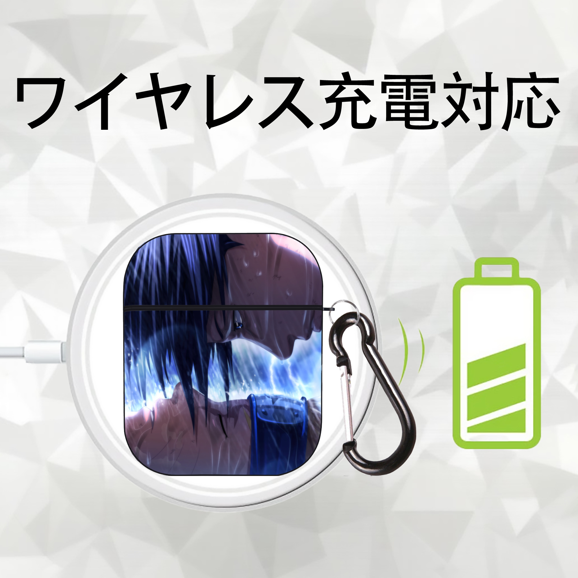 NARUTO -ナルト- NARUTO -ナルト- 疾風伝 AirPods 第2世代保護ケース ハードシェル ブラック 耐衝撃・防指紋・カラビナ付き