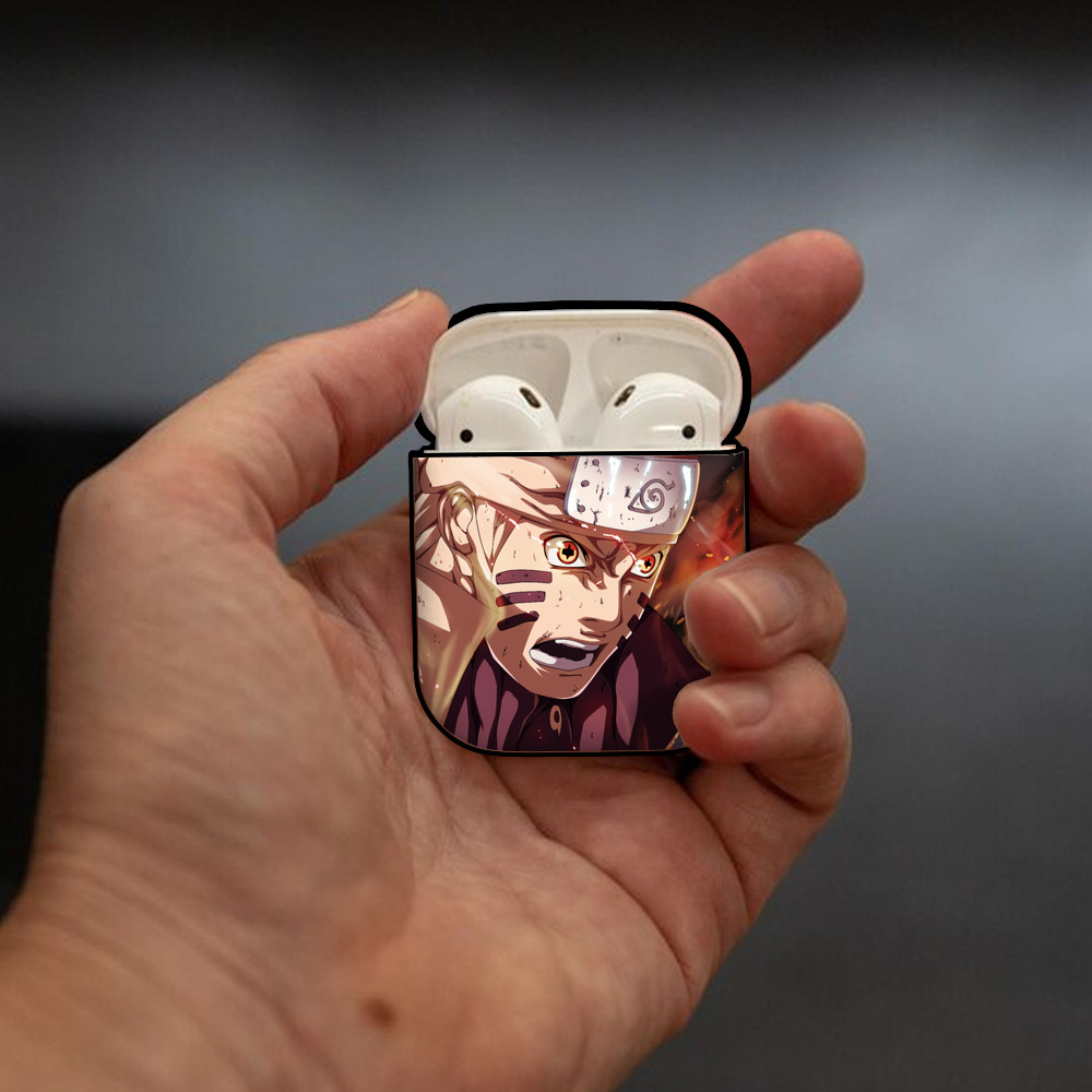 NARUTO -ナルト- NARUTO -ナルト- 疾風伝 AirPods 第2世代保護ケース ハードシェル ブラック 耐衝撃・防指紋・カラビナ付き