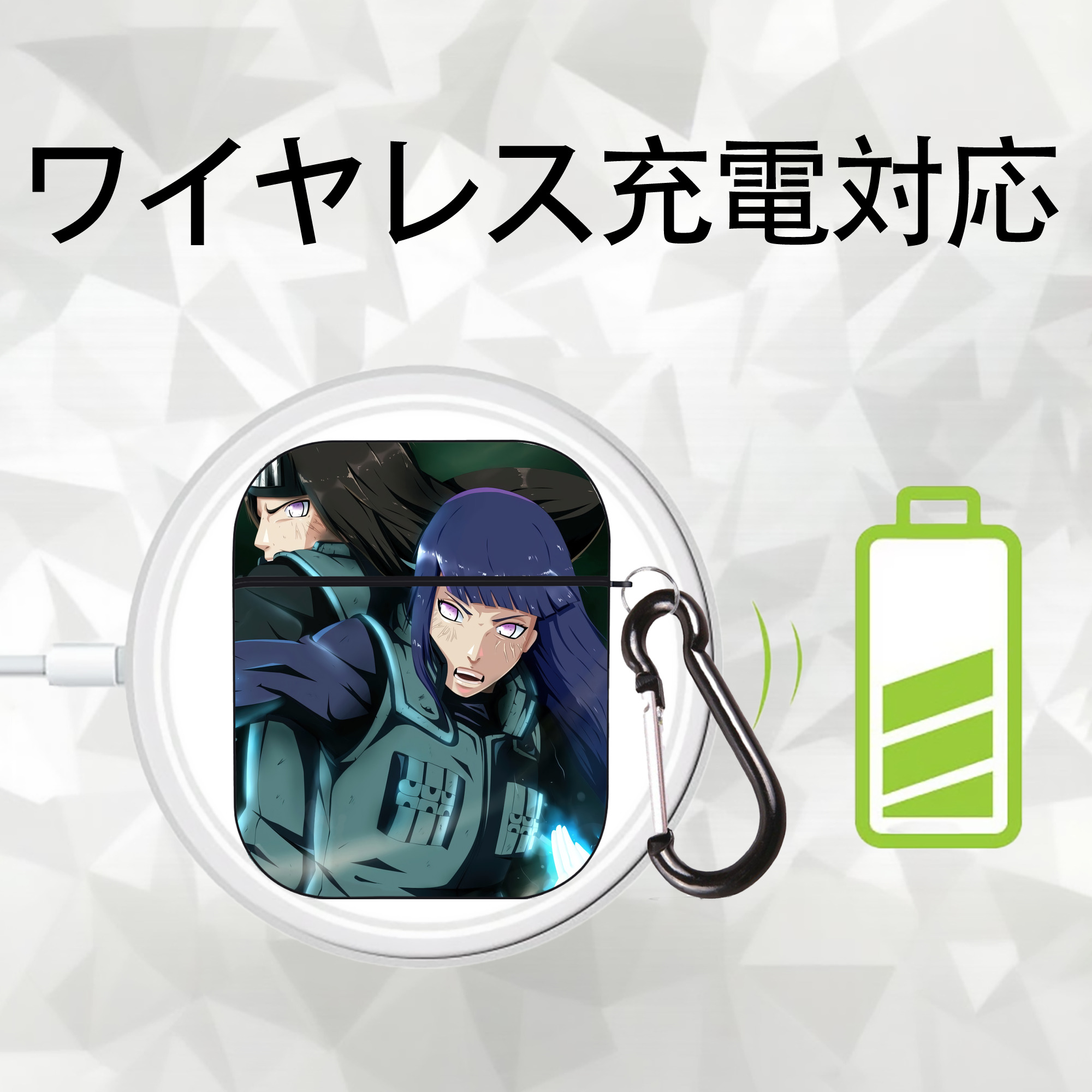 NARUTO -ナルト- NARUTO -ナルト- 疾風伝 AirPods 第2世代保護ケース ハードシェル ブラック 耐衝撃・防指紋・カラビナ付き