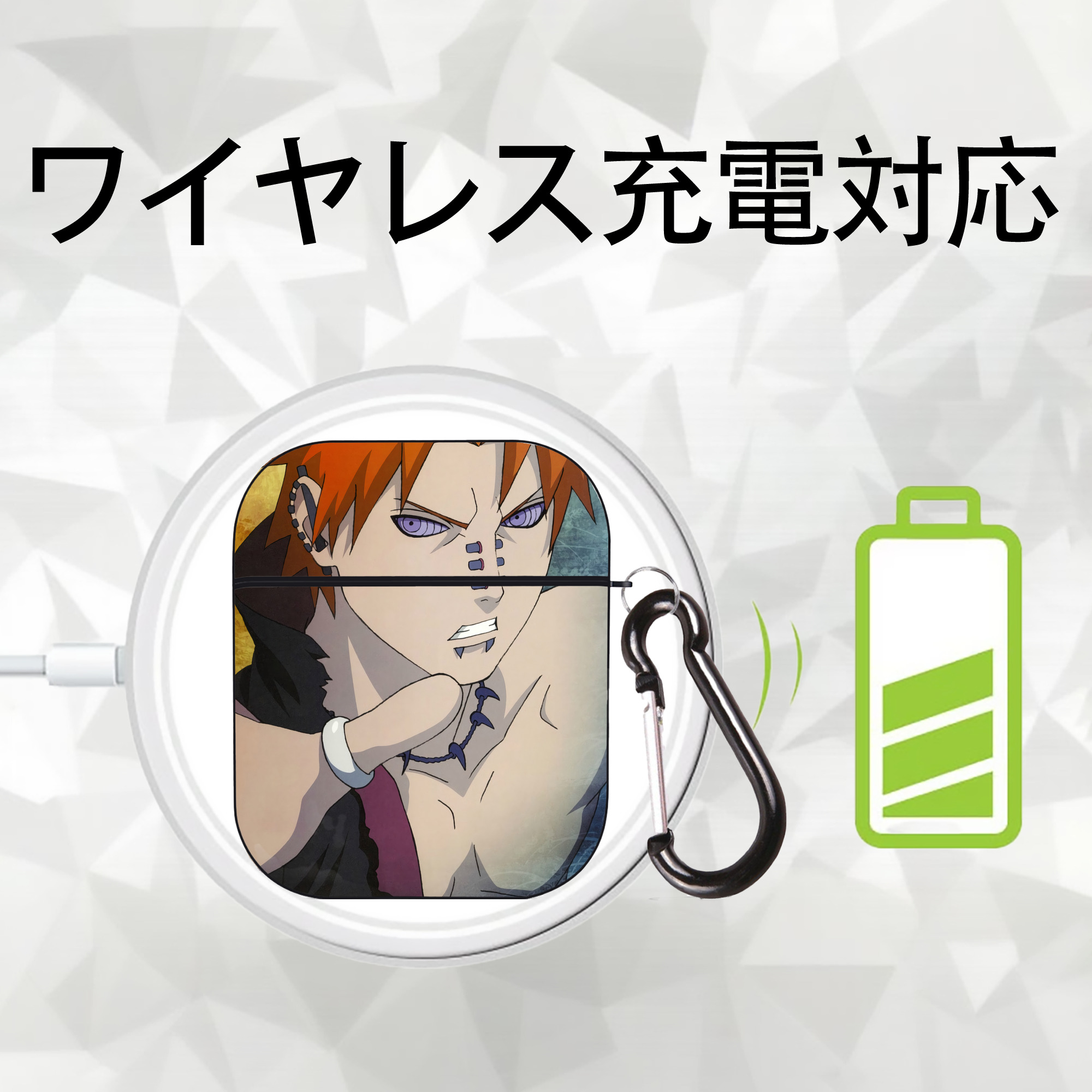 NARUTO -ナルト- NARUTO -ナルト- 疾風伝 AirPods 第2世代保護ケース ハードシェル ブラック 耐衝撃・防指紋・カラビナ付き