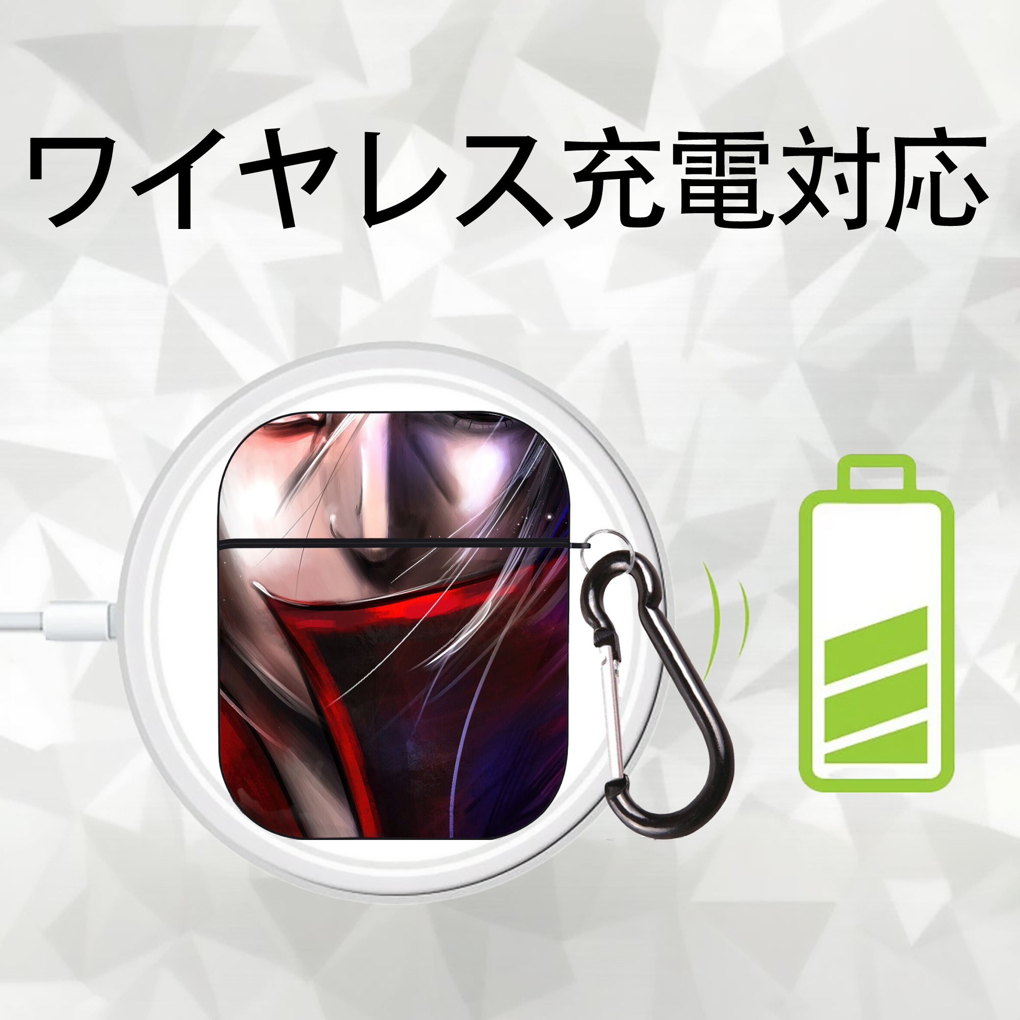 NARUTO -ナルト- NARUTO -ナルト- 疾風伝 AirPods 第2世代保護ケース ハードシェル ブラック 耐衝撃・防指紋・カラビナ付き