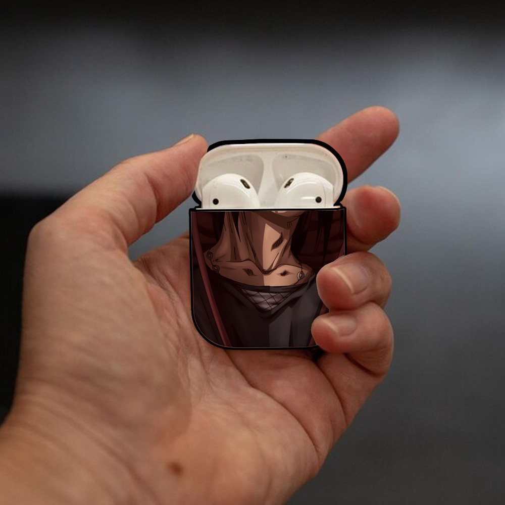 NARUTO -ナルト- NARUTO -ナルト- 疾風伝 AirPods 第2世代保護ケース ハードシェル ブラック 耐衝撃・防指紋・カラビナ付き