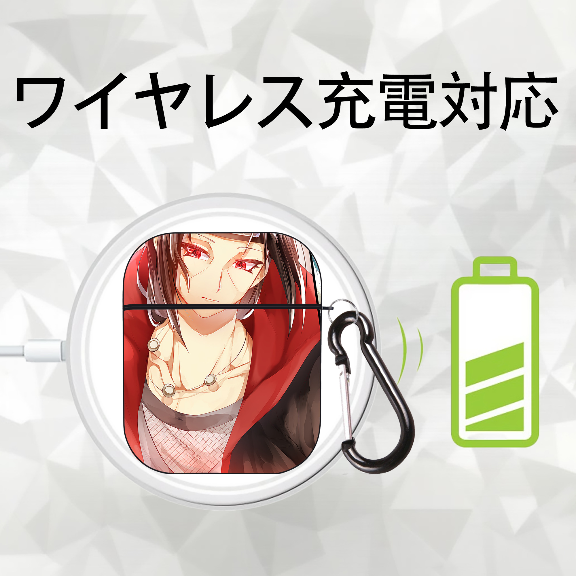 NARUTO -ナルト- NARUTO -ナルト- 疾風伝 AirPods 第2世代保護ケース ハードシェル ブラック 耐衝撃・防指紋・カラビナ付き